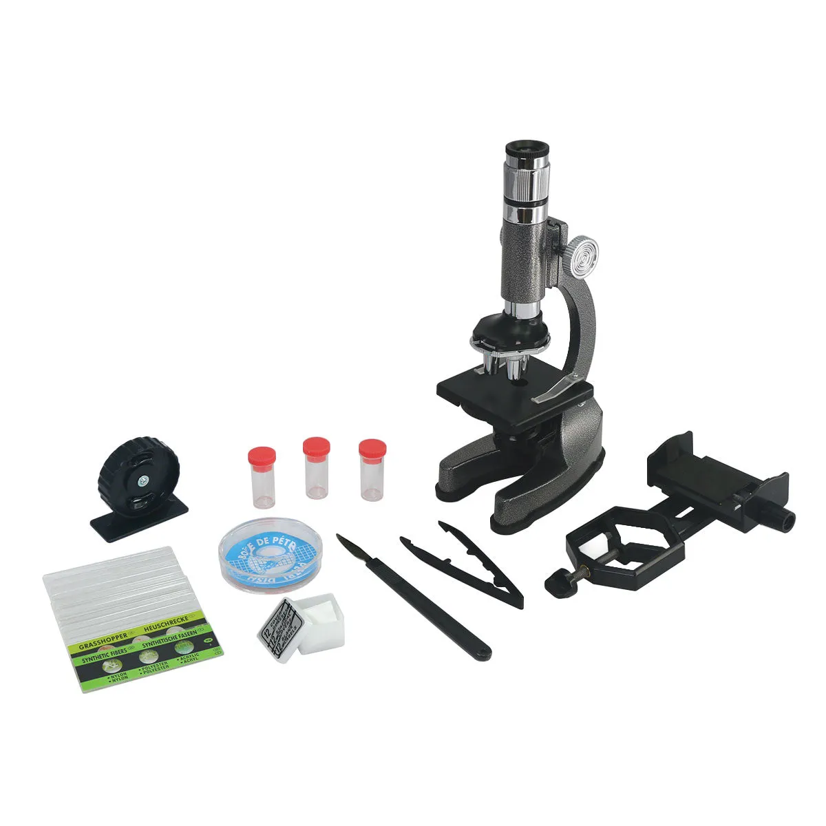 100x - 1200x Zoom Die-cast Microscope Set with Smartphone Adapter