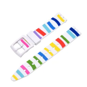 19mm Universal stripe printed silicone watch strap - Cartoon Lines