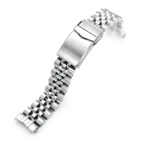 20mm Angus-J Louis Watch Band for Seiko Cocktail SRPB41 SSA345 SSA341, Stainless Steel - Brushed with Polished Center, V Diver Clasp