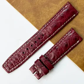 20mm Burgundy Unique Pattern Alligator Leather Watch Strap For Men DH-224-BDB