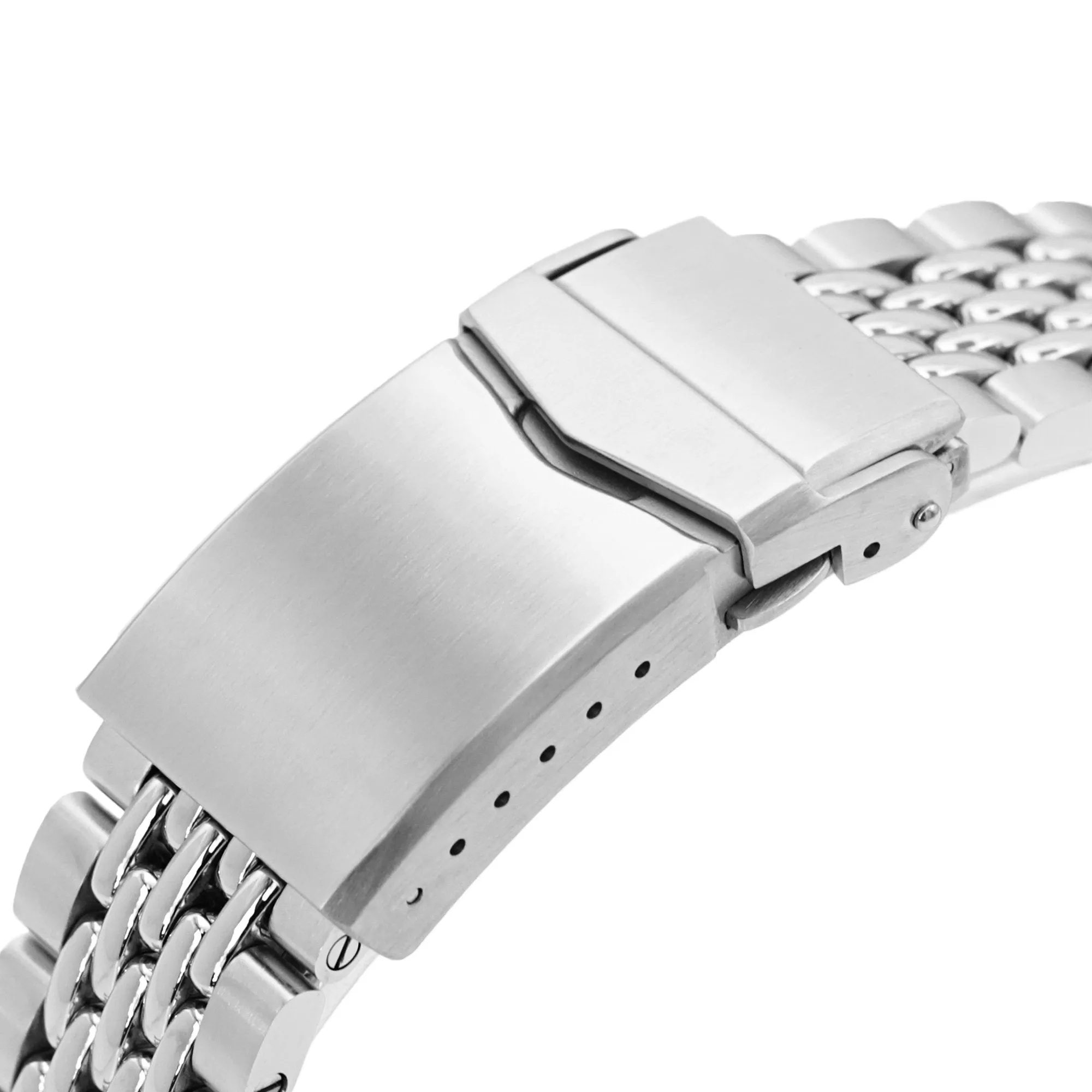 22mm Goma BOR Watch Band for Seiko New Turtles SRP777 SRP775 SRPA21 (PADI), Stainless Steel - Brushed, Polished Center Links, V Diver Clasp