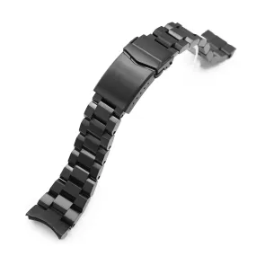 22mm Hexad Watch Band for Seiko Samurai SRPB51 SRPB09 SRPC93, Stainless Steel - Brushed (DLC) Black Coating, V Diver Clasp