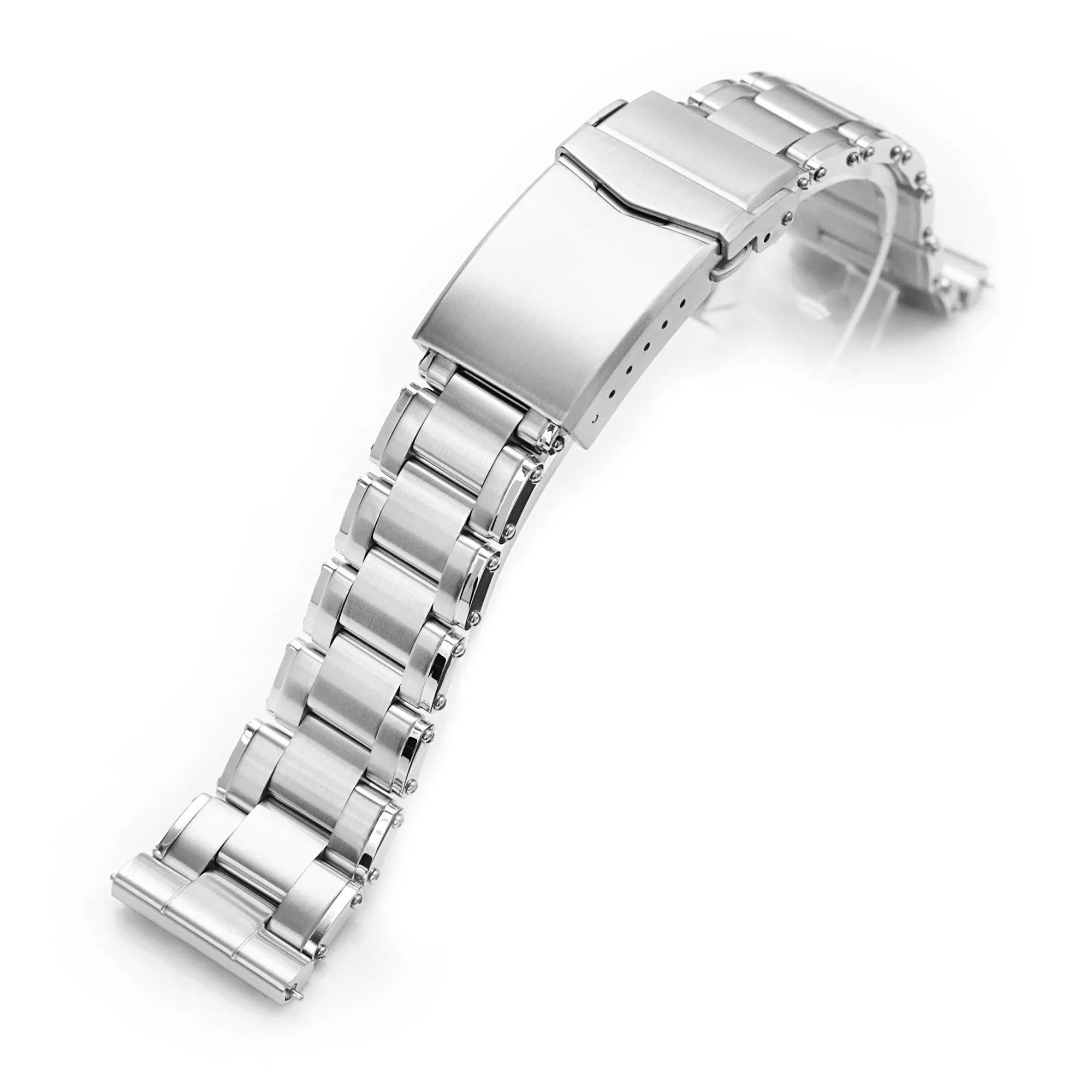 22mm Metabind QR Watch Band Straight End Quick Release, 316L Stainless Steel Brushed V-Clasp