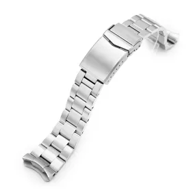 22mm Super-O Boyer Watch Band for Seiko 5 Sports GMT SSK001 SSK003 SBSC003, Stainless Steel - Brushed, V Diver Clasp