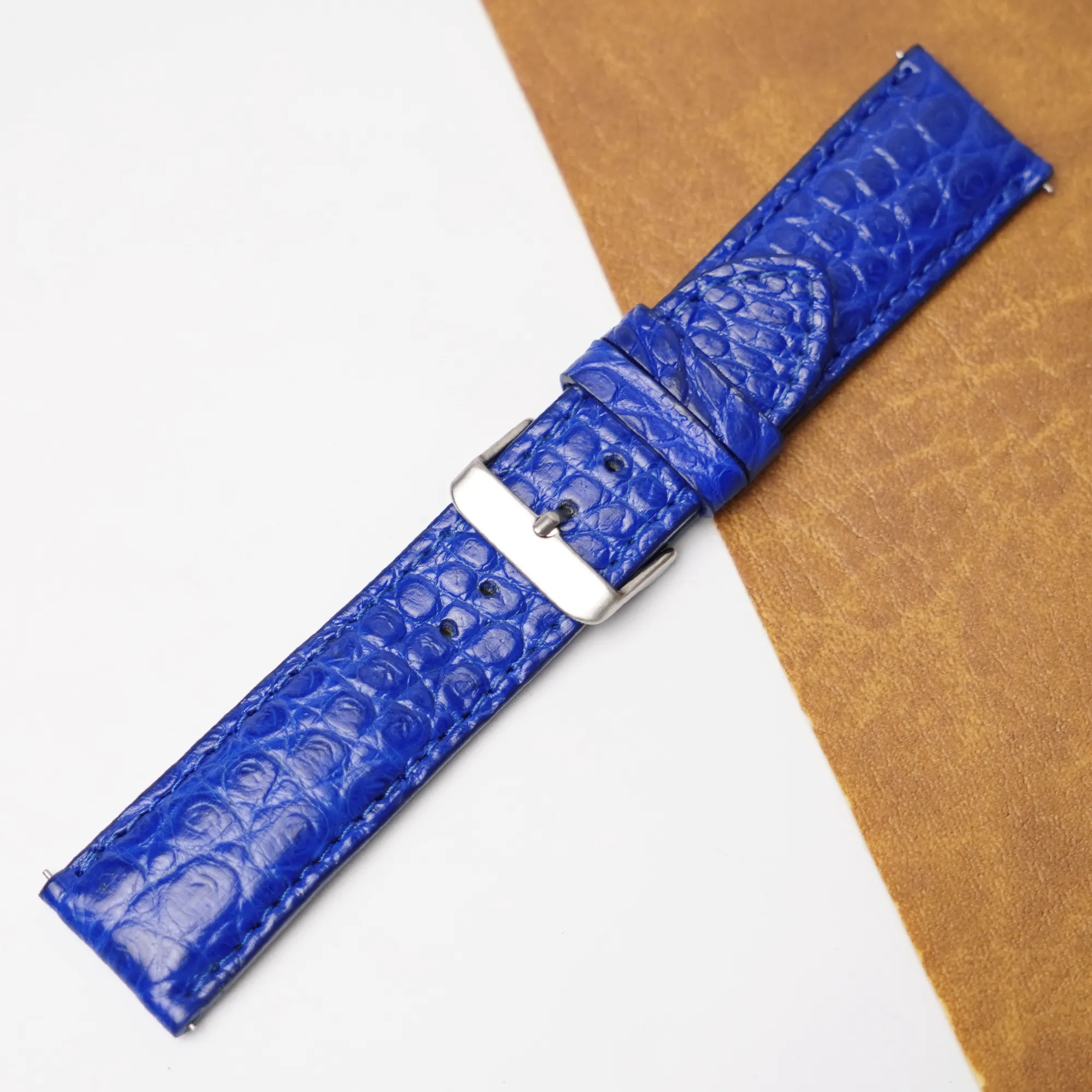 24mm Blue Unique Pattern Alligator Leather Watch Band For Men DH-50P