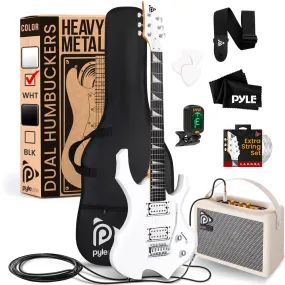 6-String Electric Guitar Kit - Includes Amplifier With Accessory Kit (White)