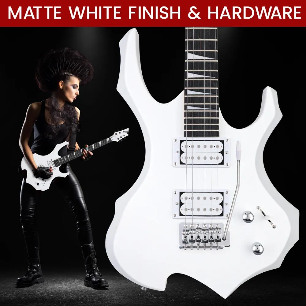 6-String Electric Guitar Kit - Includes Amplifier With Accessory Kit (White)