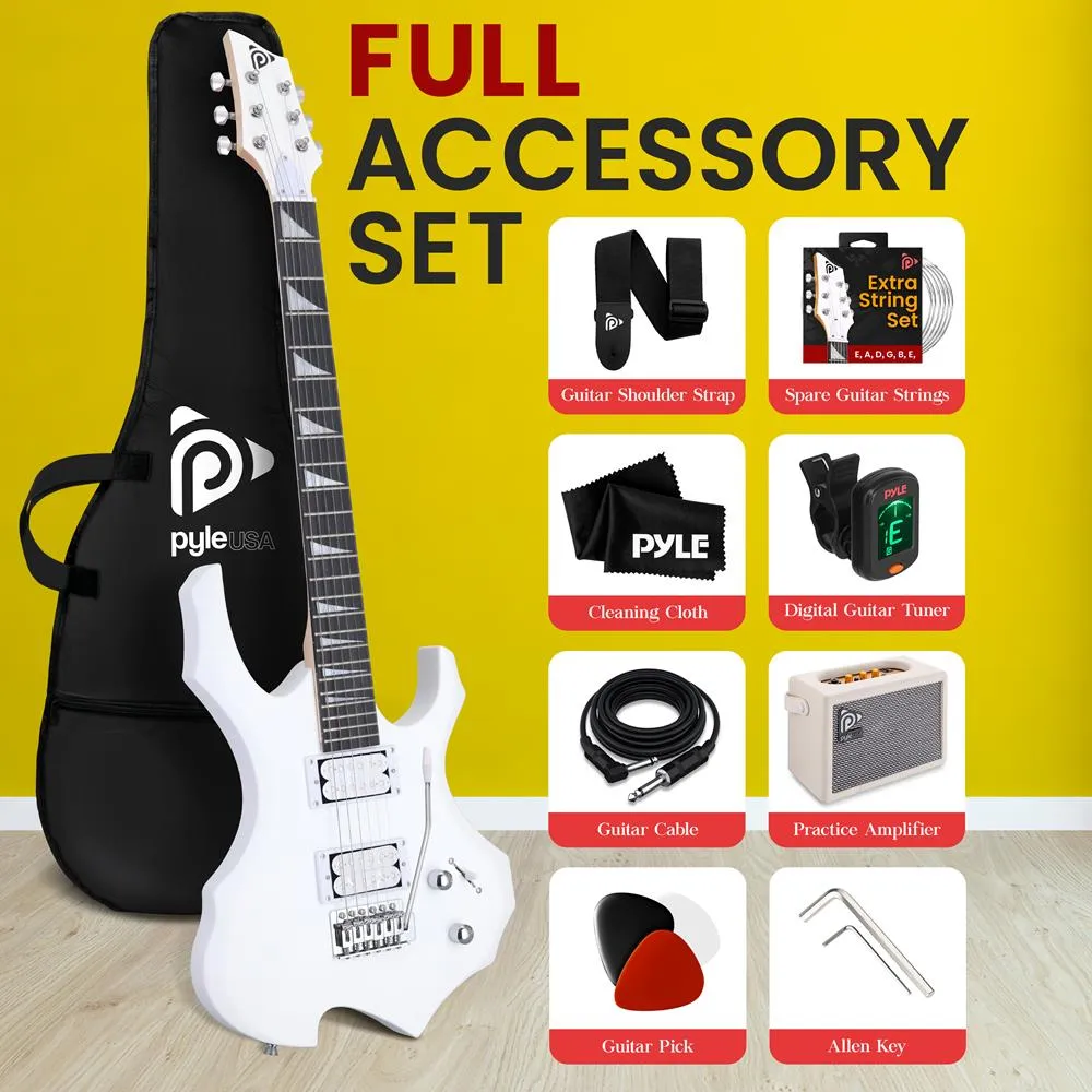 6-String Electric Guitar Kit - Includes Amplifier With Accessory Kit (White)