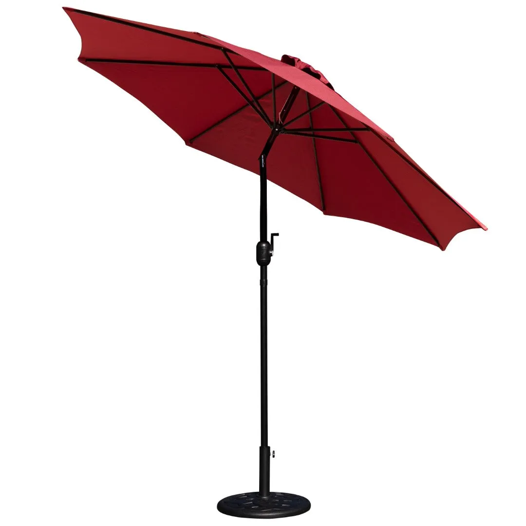 9-Foot Round Patio Umbrella Set with Crank, Tilt, and Base