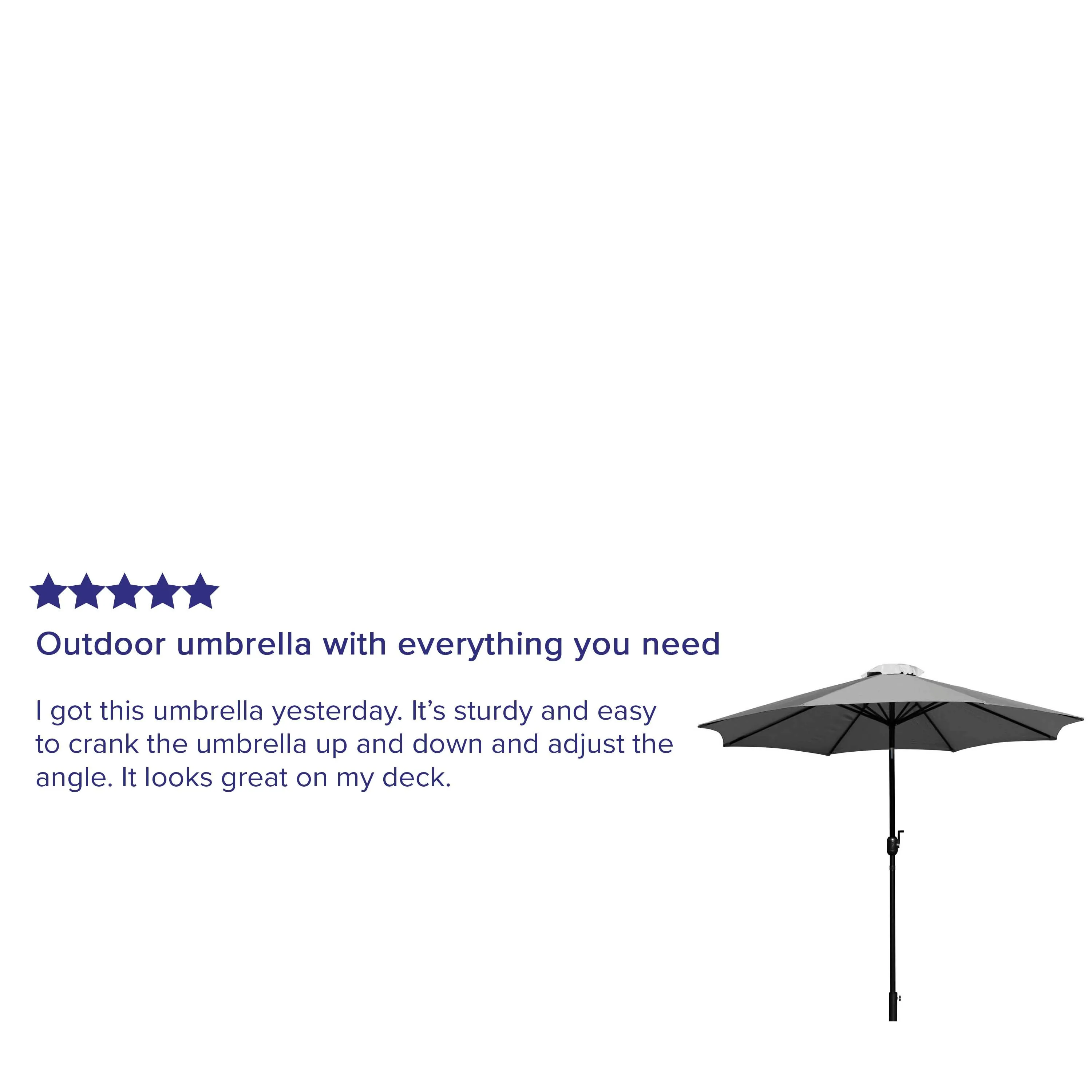 9-Foot Round Patio Umbrella Set with Crank, Tilt, and Base