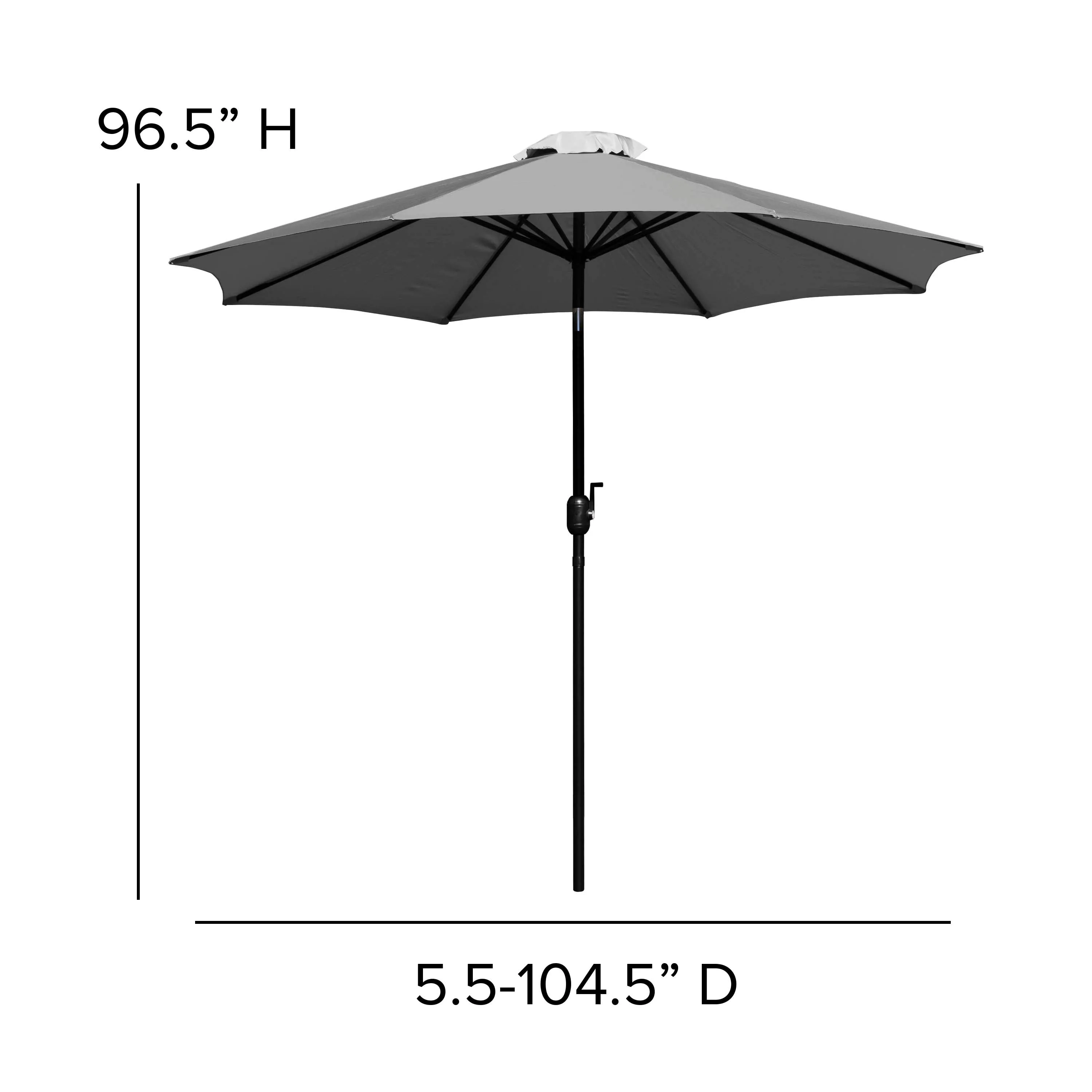 9-Foot Round Patio Umbrella Set with Crank, Tilt, and Base