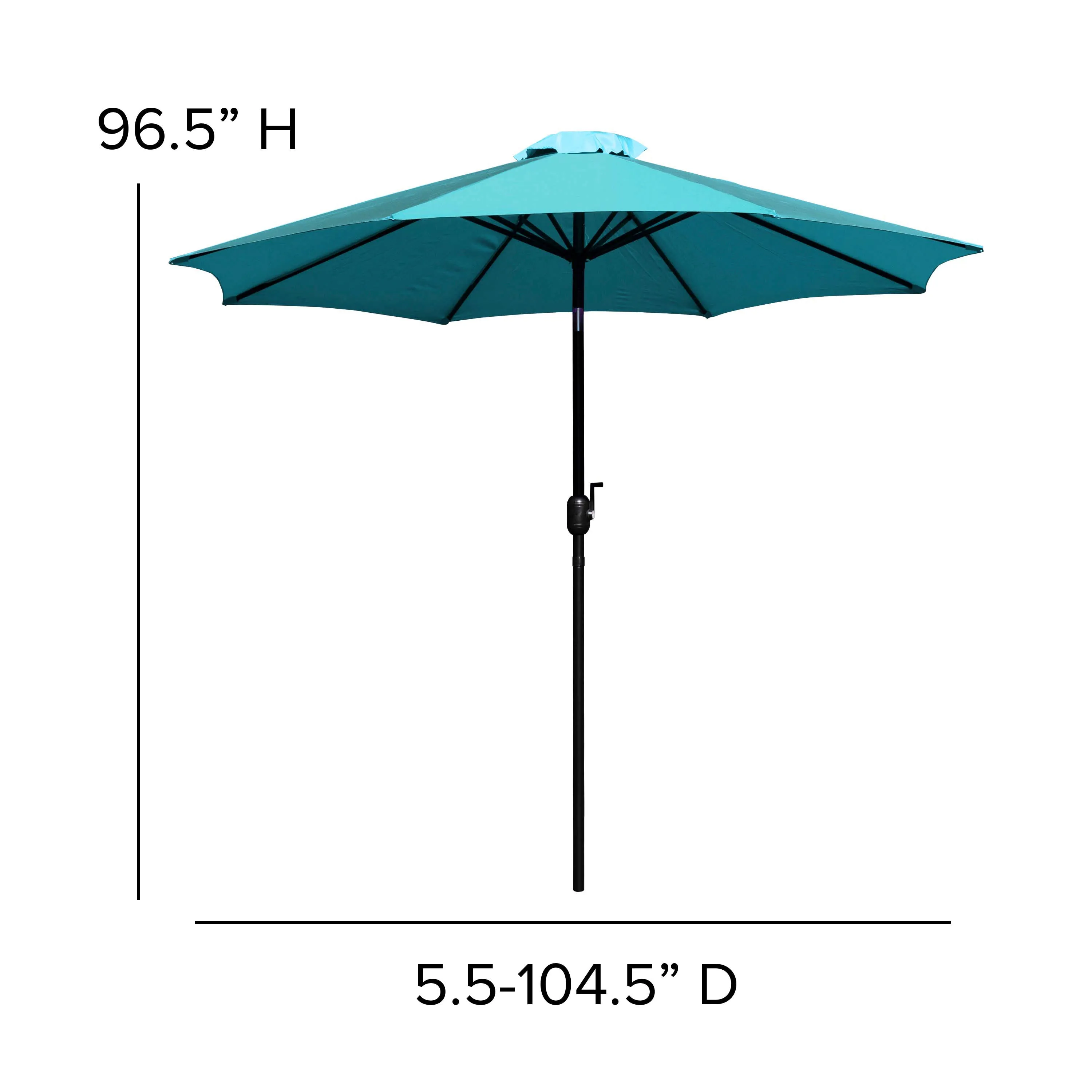 9-Foot Round Patio Umbrella Set with Crank, Tilt, and Base