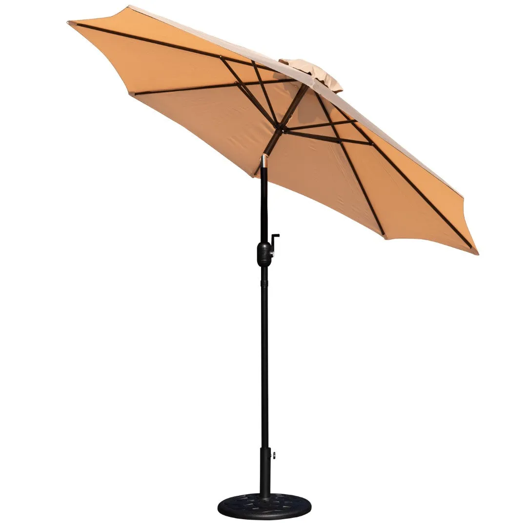 9-Foot Round Patio Umbrella Set with Crank, Tilt, and Base