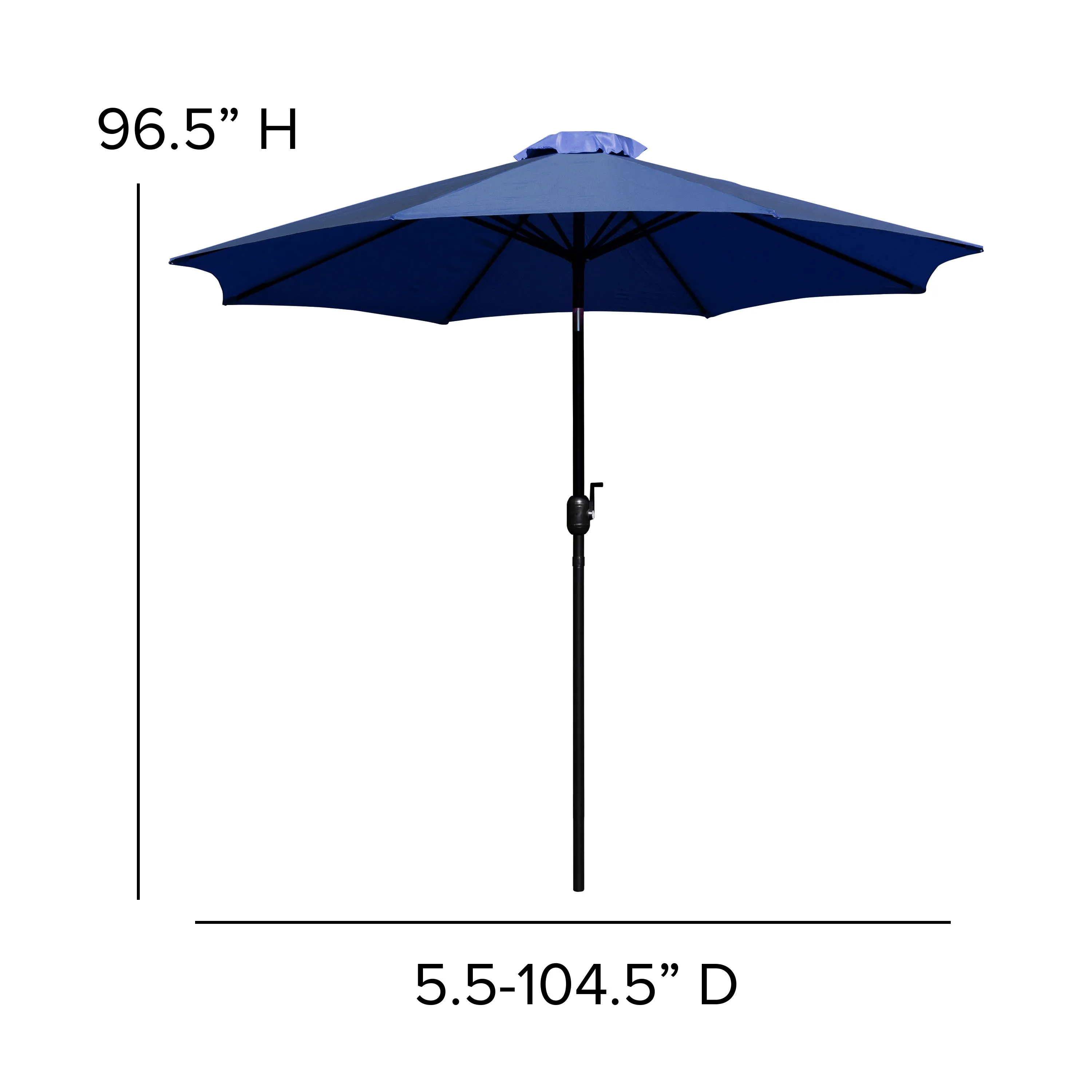 9-Foot Round Patio Umbrella Set with Crank, Tilt, and Base