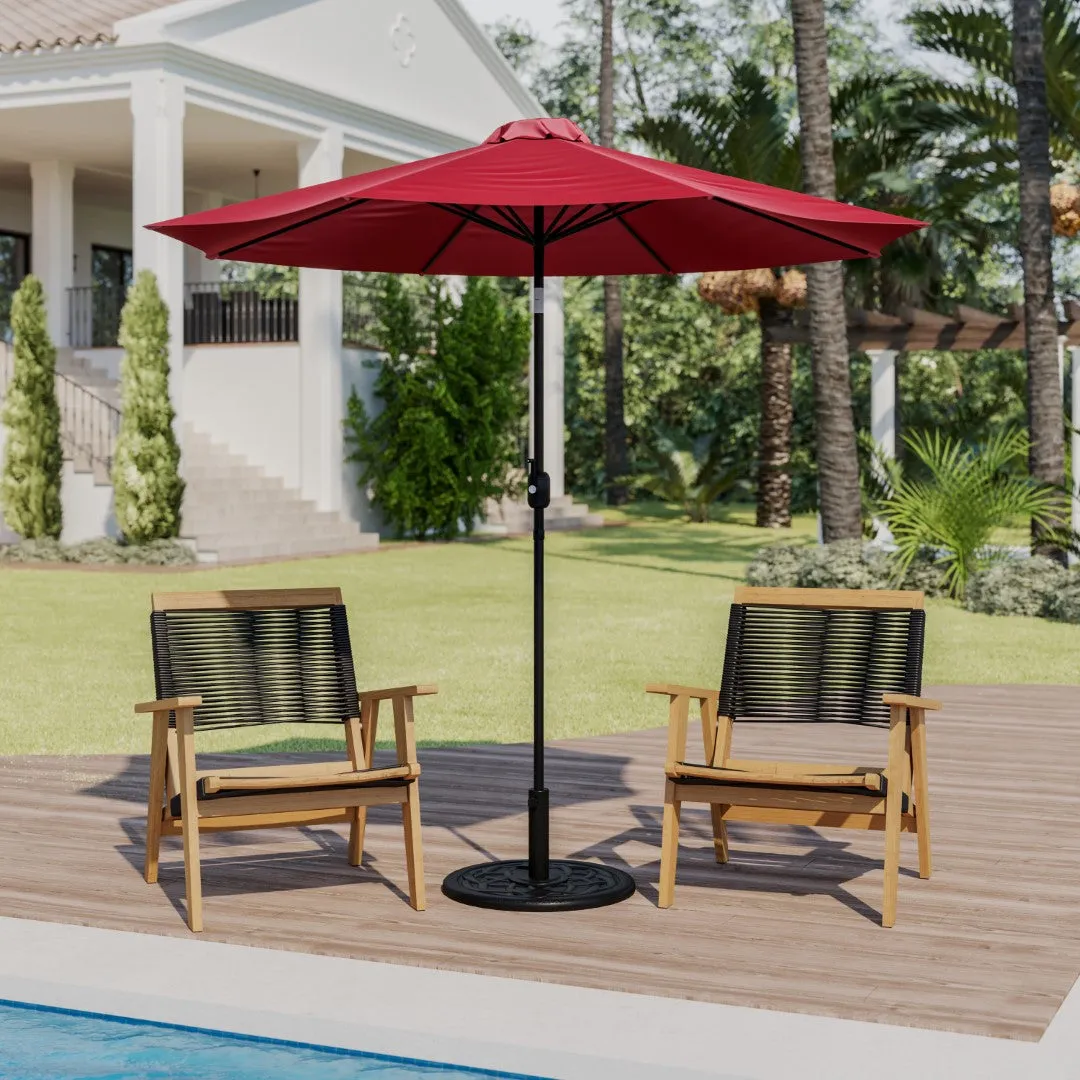 9-Foot Round Patio Umbrella Set with Crank, Tilt, and Base