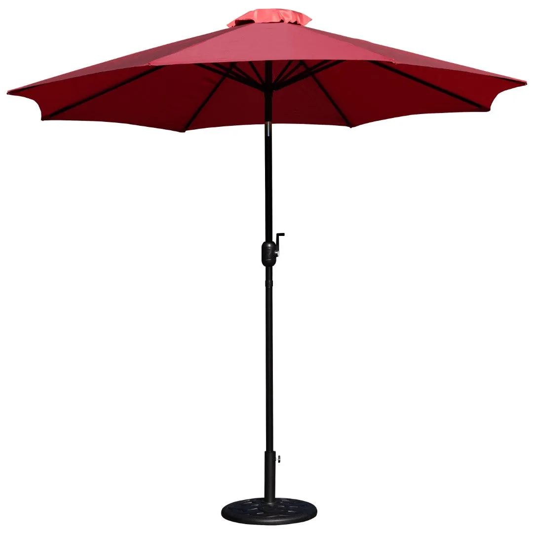 9-Foot Round Patio Umbrella Set with Crank, Tilt, and Base