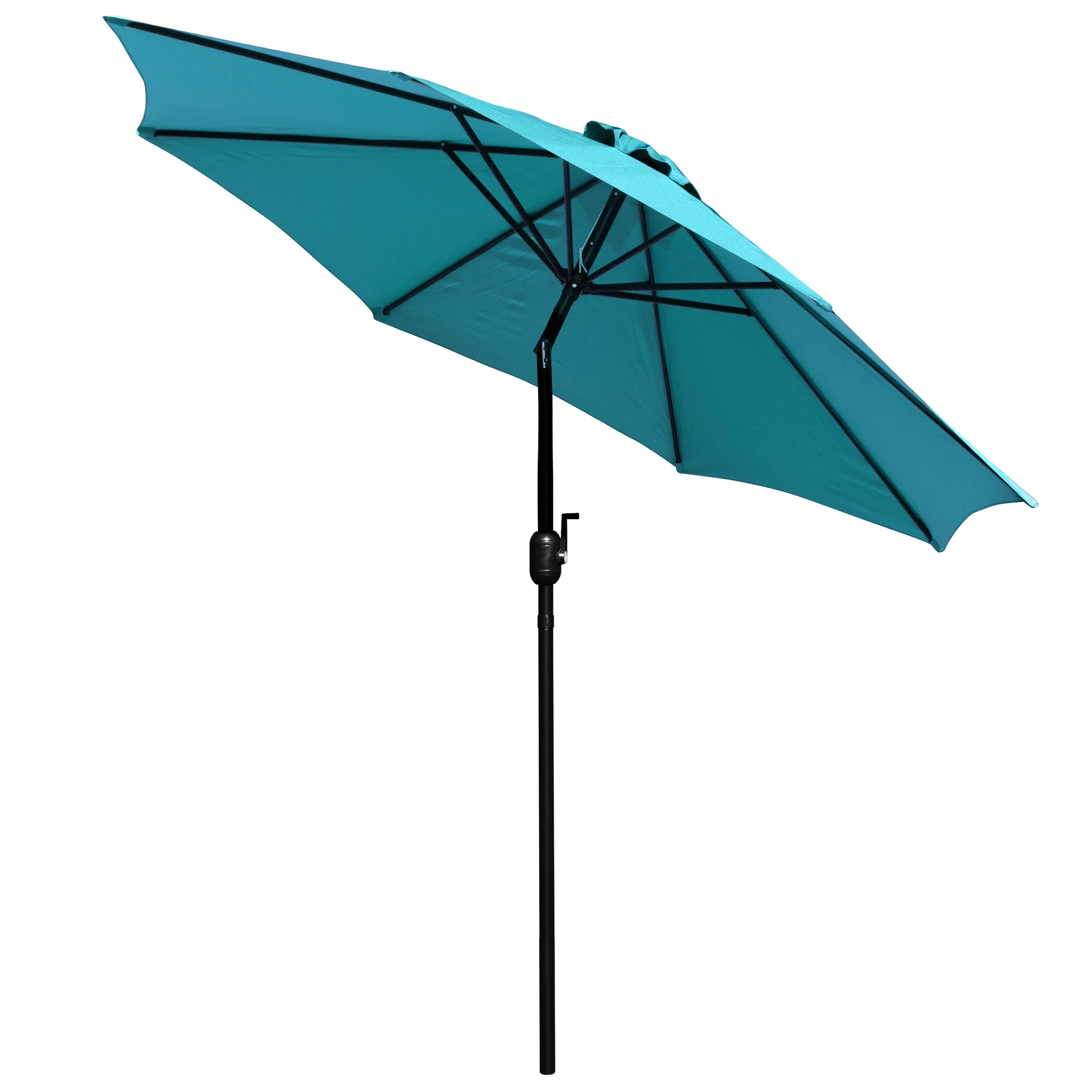 9-Foot Round Patio Umbrella Set with Crank, Tilt, and Base