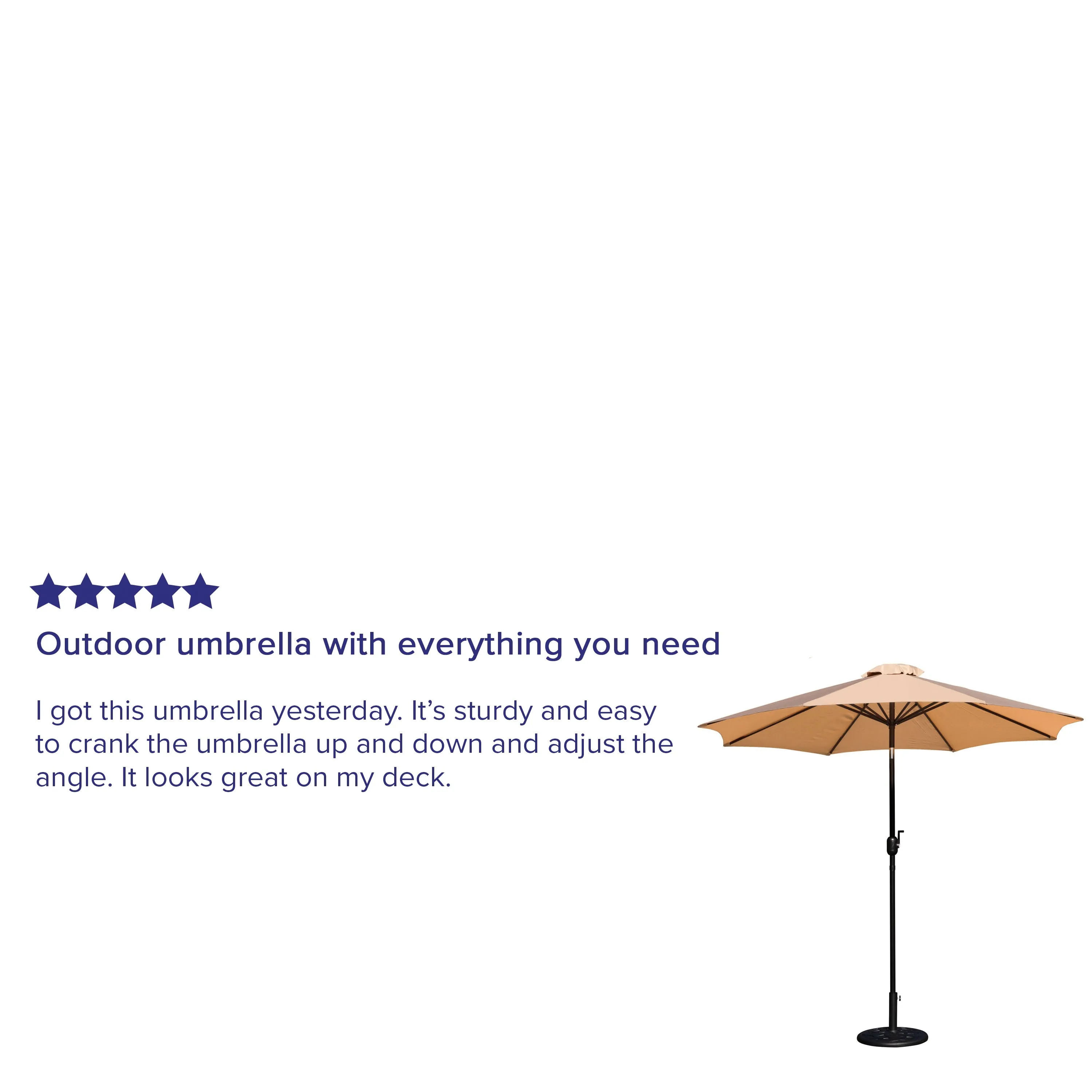 9-Foot Round Patio Umbrella Set with Crank, Tilt, and Base