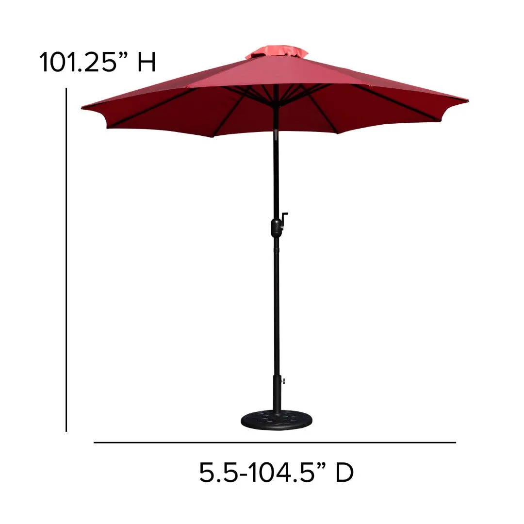 9-Foot Round Patio Umbrella Set with Crank, Tilt, and Base