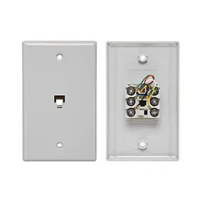 Allen Tel AT216SM-6-15 Flush Mount Smooth Telephone Wall Jack, 6-Conductor, White