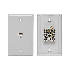 Allen Tel AT216SM-6-15 Flush Mount Smooth Telephone Wall Jack, 6-Conductor, White