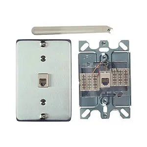 Allen Tel AT630AIP-6 Wall Phone Jack with Installation Tool, Stainless, 6-Position, 6-Conductor