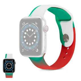 Apple Watch 40mm contrast color silicone watch strap - Red / Green / White / Size: L