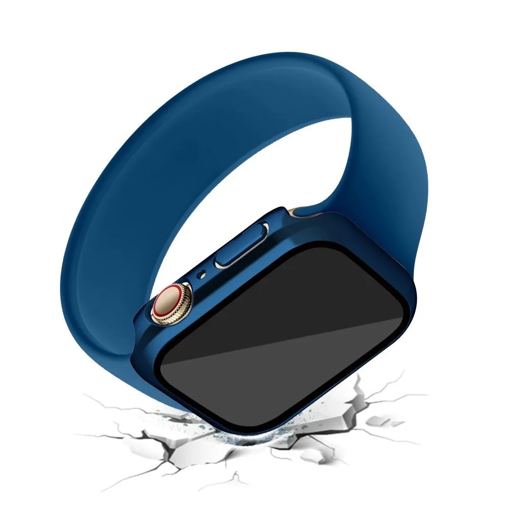 Apple Watch (41mm) electroplating cover with tempered glass - Dark Blue