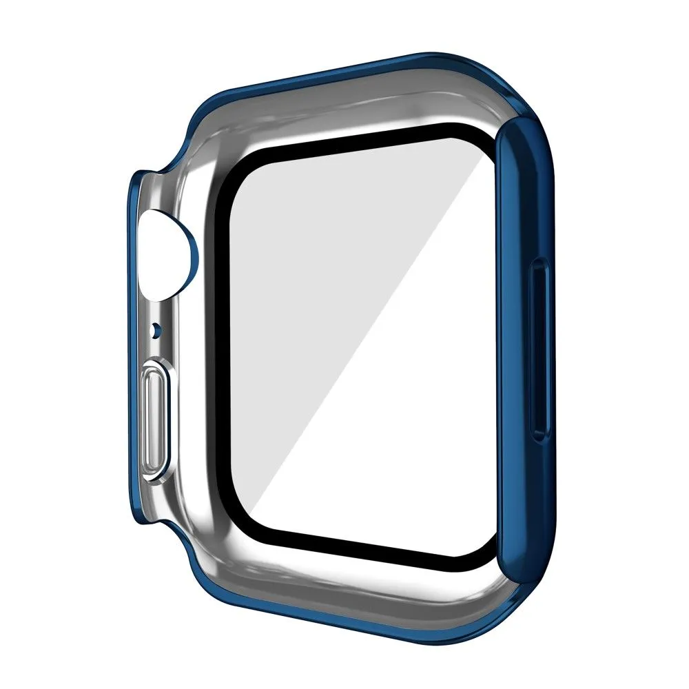 Apple Watch (41mm) electroplating cover with tempered glass - Dark Blue