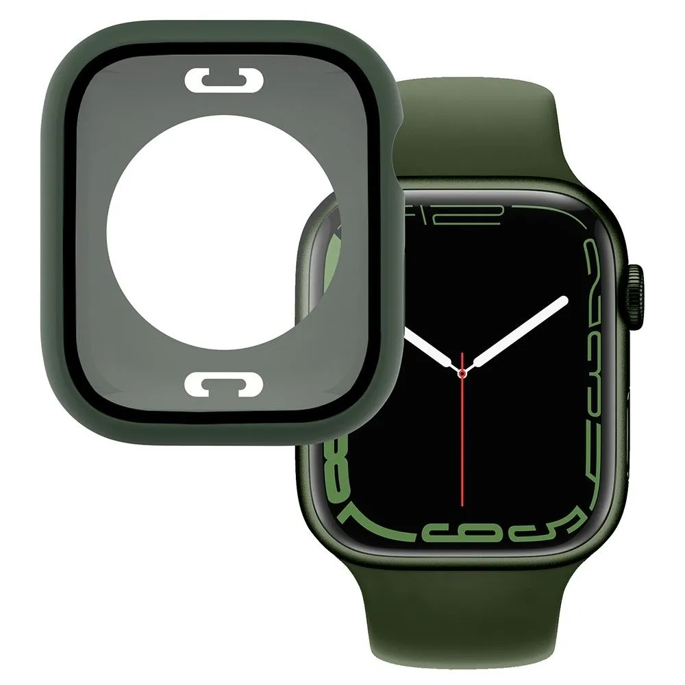 Apple Watch (41mm) elegant cover with built-in tempered glass - Blackish Green