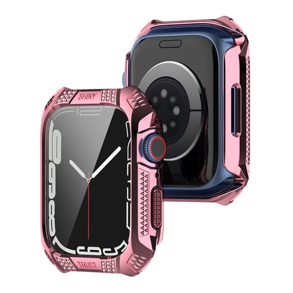 Apple Watch (41mm) rhinestone protective cover with tempered glass - Pink