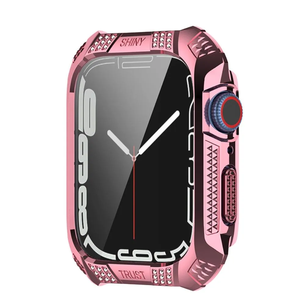 Apple Watch (41mm) rhinestone protective cover with tempered glass - Pink