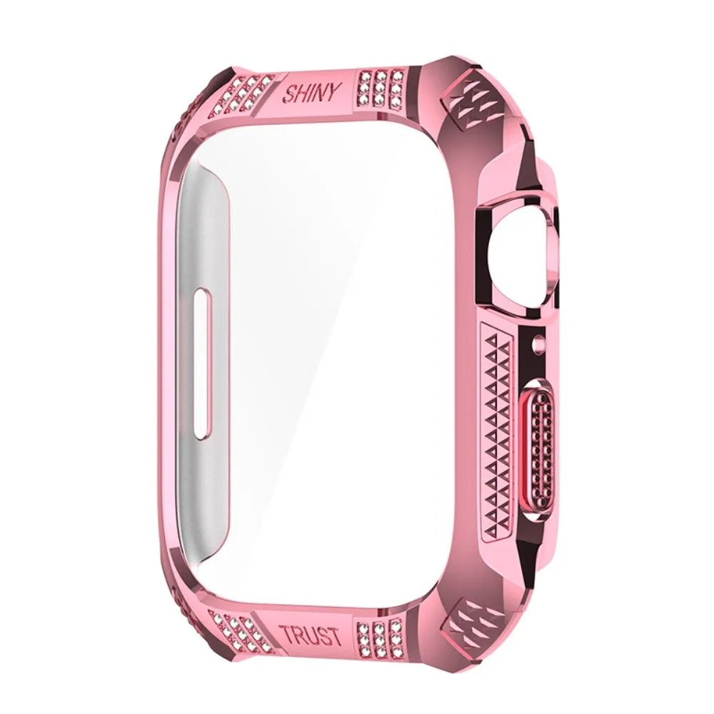 Apple Watch (41mm) rhinestone protective cover with tempered glass - Pink