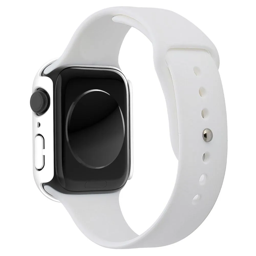 Apple Watch (41mm) rubberized hard cover with tempered glass screen protector - White