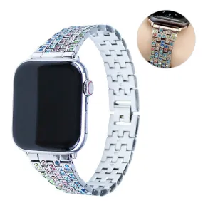 Apple Watch 44mm luxury glitz rhinestone décor watch strap - White