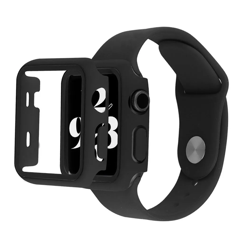 Apple Watch Series 6 / 5 40mm cover with tempered glass   watch band - Black