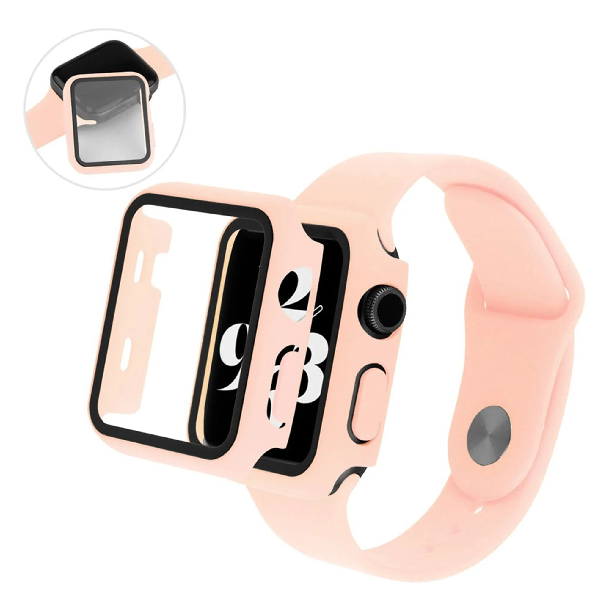 Apple Watch Series 6 / 5 44mm cover with tempered glass   watch band - Light Pink