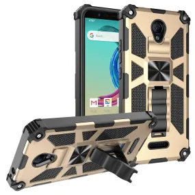 AT&T Fusion Z / Motivate Case [Military Grade] Ring Car Mount Kickstand Hybrid Hard PC Soft TPU Shockproof Protective Case - Gold