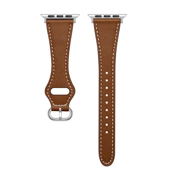 Brown Genuine Leather Apple Watch Band (for small wrist) 棕色真皮Apple (適合小手腕) 錶帶 (KCWATCH1177)