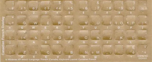 Canadian-French White Characters Keyboard Stickers Labels Overlays - QWERTY