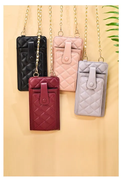 Cellphone Purse Small Crossbody Rhombus Leather Chain Bag for Women