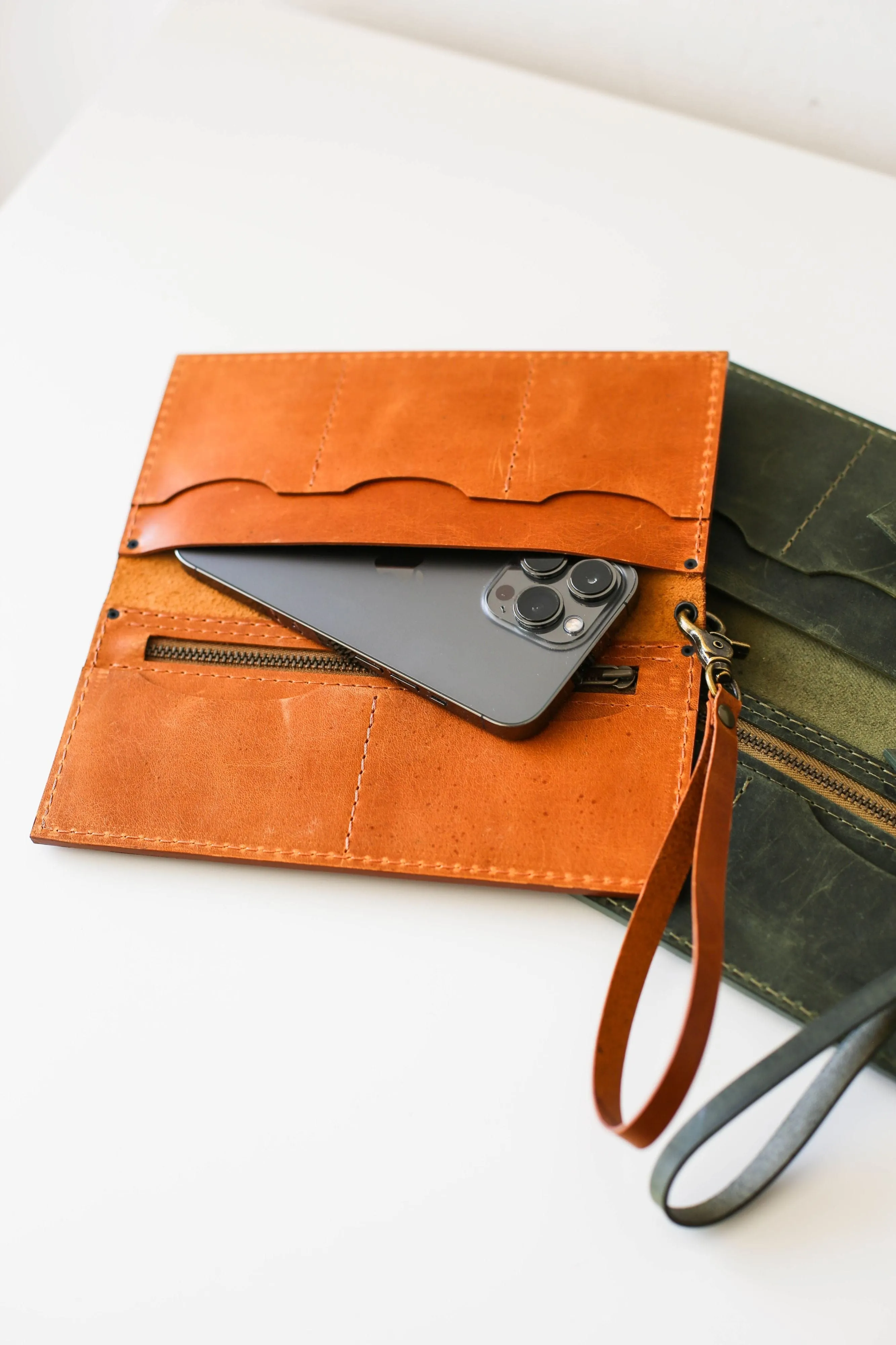 Cognac Brown Long Leather Wallet