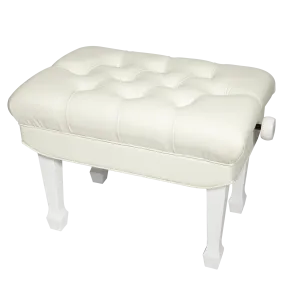 Crown Premium Skirted & Tufted Hydraulic Height Adjustable Piano Bench (White)