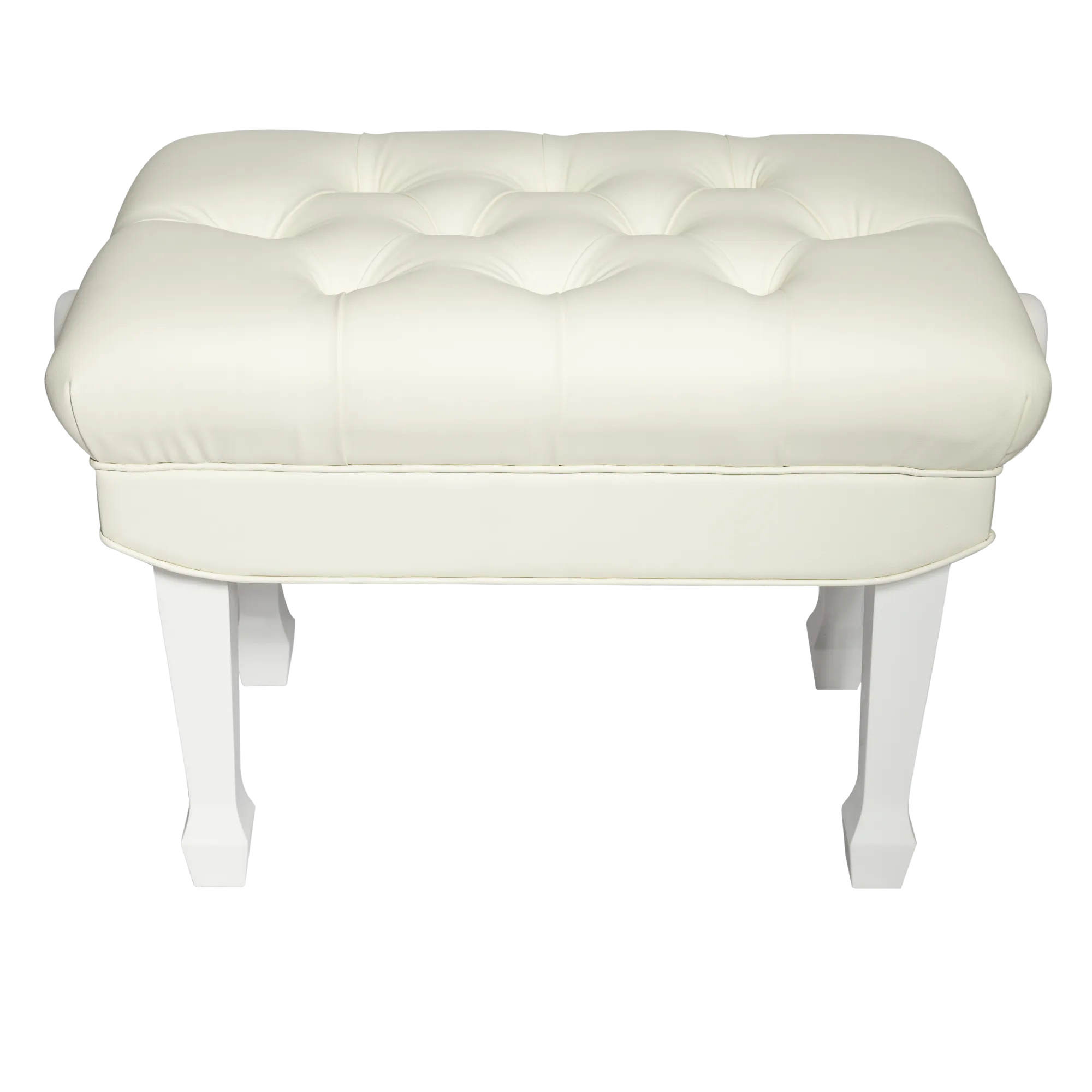 Crown Premium Skirted & Tufted Hydraulic Height Adjustable Piano Bench (White)