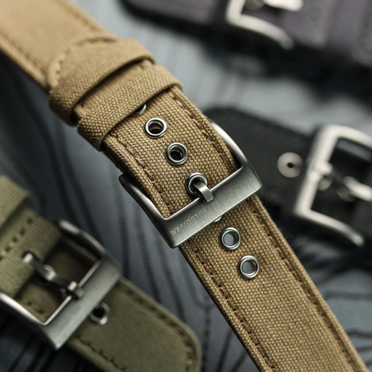 Croyde Canvas Watch Strap - Charcoal Black