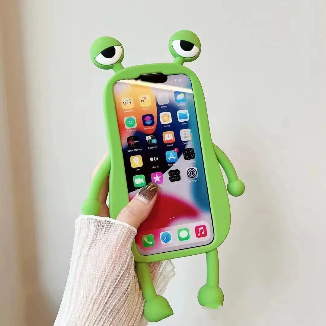 Cute Frog Cartoon Shockproof Bumper Phone Case for Girls