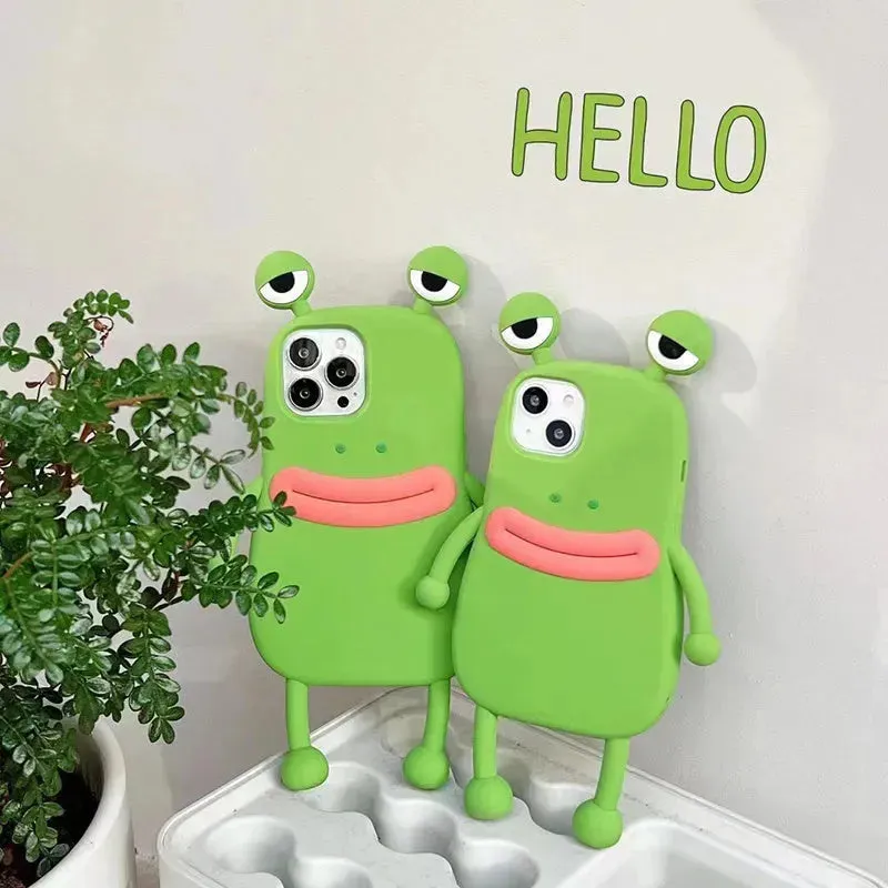 Cute Frog Cartoon Shockproof Bumper Phone Case for Girls