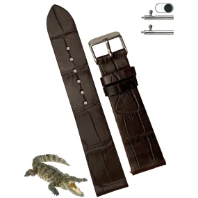 Dark Brown Alligator Leather Watch Bands For Men | Crocodile Quick Release Replacement Wristwatch Strap | DH-11