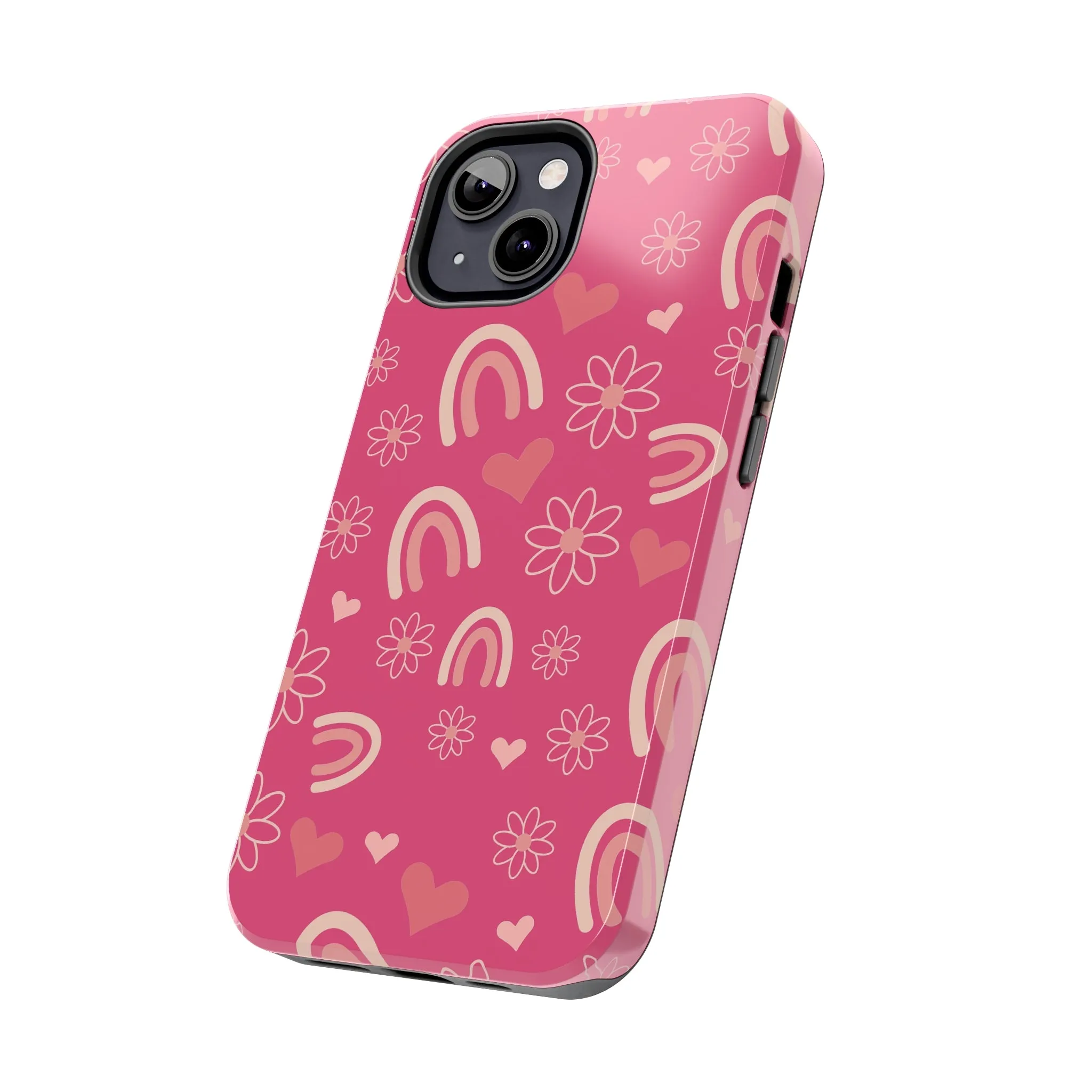 Dark Pink Boho Rainbow print Design Tough Phone Case compatible with a large variety of iPhone models, Gift, Phone Case