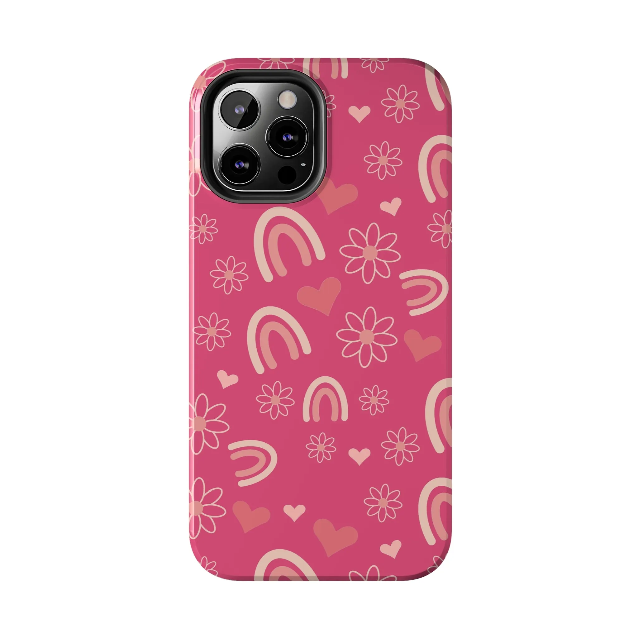 Dark Pink Boho Rainbow print Design Tough Phone Case compatible with a large variety of iPhone models, Gift, Phone Case